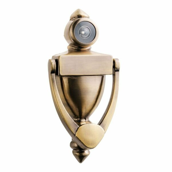 Pamex 5-1/2in High Door Knocker with 180 Degree Viewer Antique Brass Finish DD01K180AB